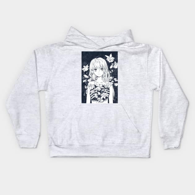 Girl Bone Flower 2 Kids Hoodie by yunzhen_ho